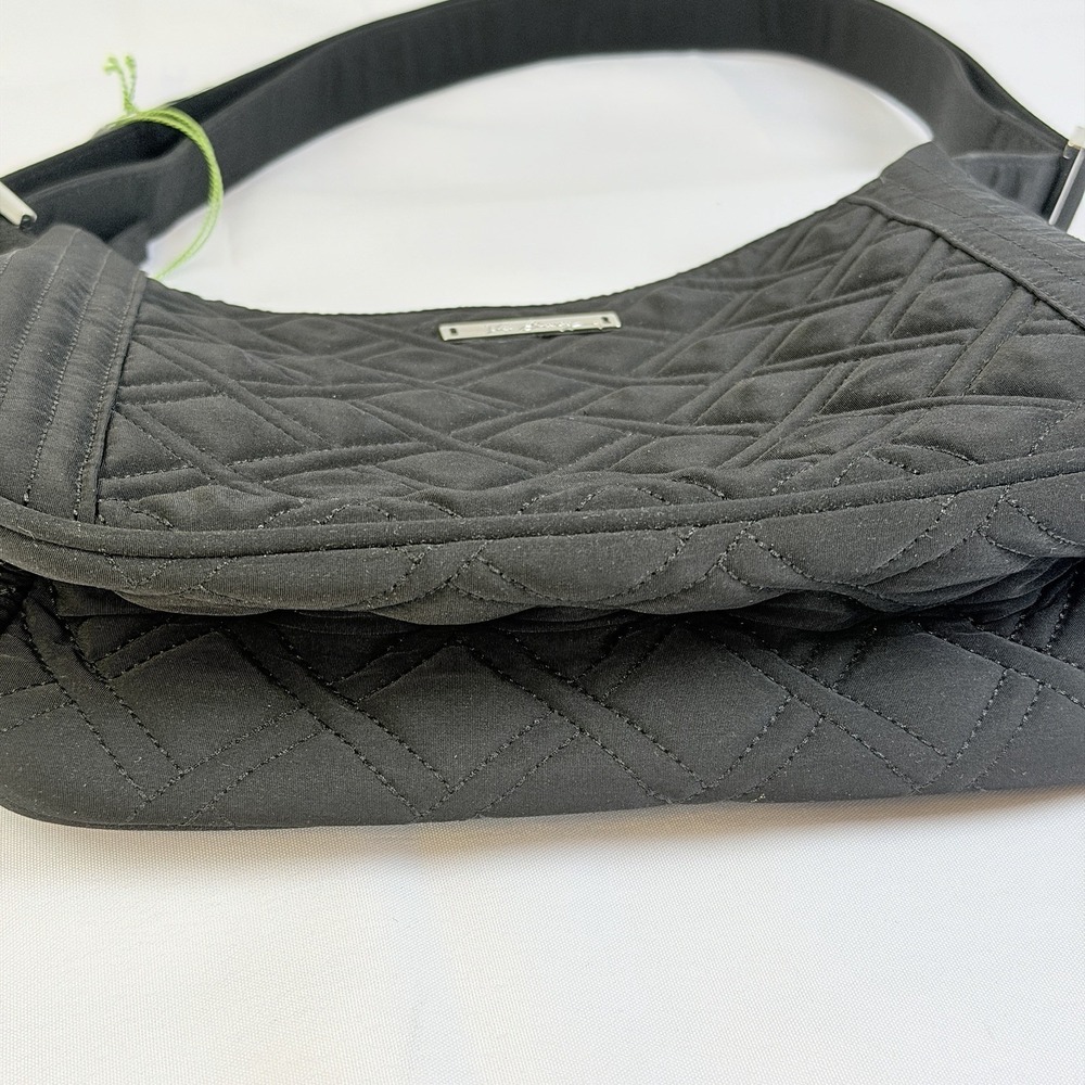Vera Bradley "On The Go" Crossbody Hobo Bag Classic Black Microfiber Zipper New - Picture 11 of 12